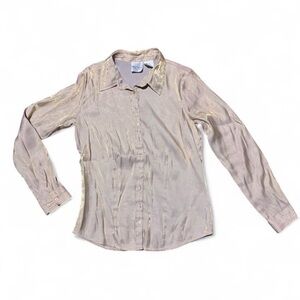 Bentley Shimmery Button-Up Blouse in Champagne